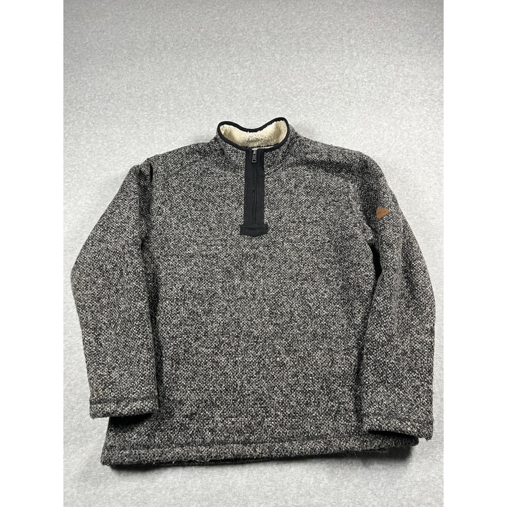 Orvis Quarter Zip Pullover Mens XL Gray Sherpa Lined Outdoor Hiking Camping